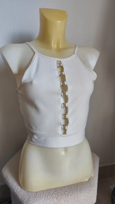 Transparante witte zomercrop top open aan de voorkant maat 38/40 - Jennyfer – photo 2